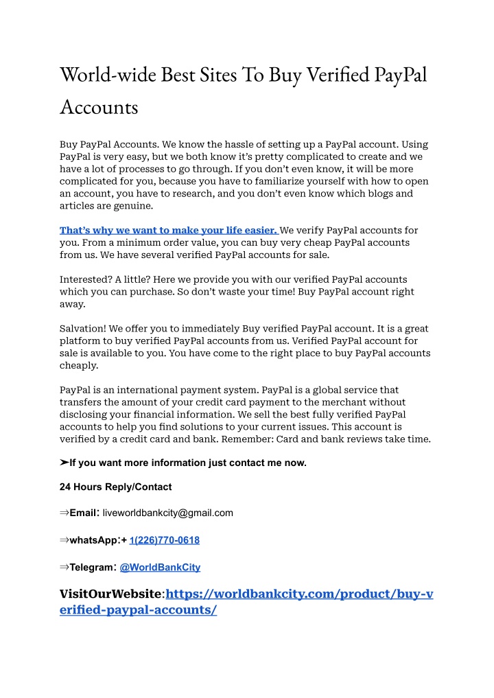 world wide best sites to buy verified paypal