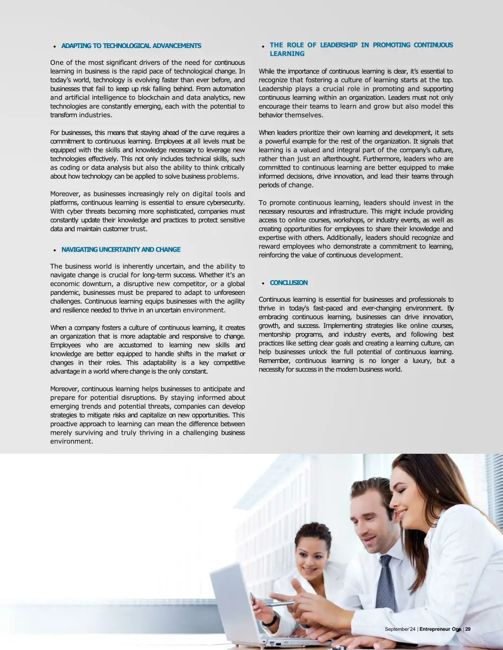 the role of leadership in promoting continuous