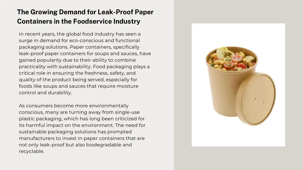 the growing demand for leak proof paper