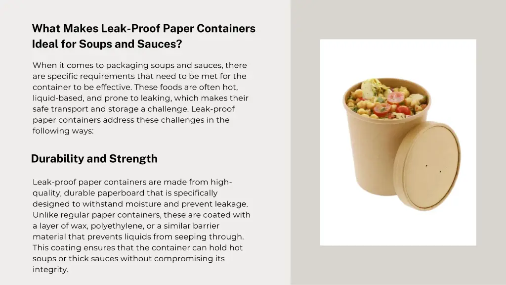 what makes leak proof paper containers ideal