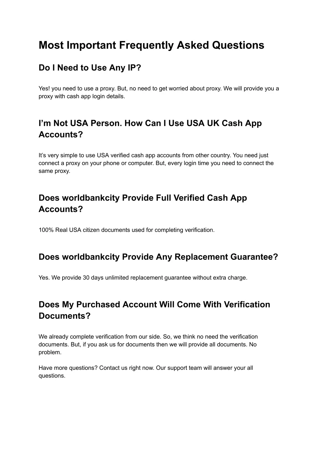 most important frequently asked questions