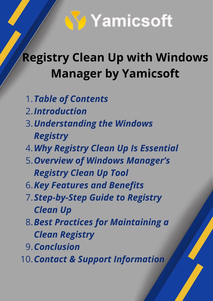 registry clean up with windows manager