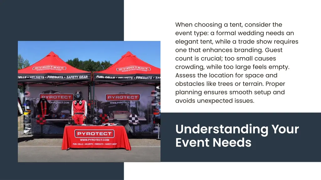 when choosing a tent consider the event type