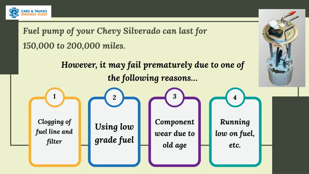 fuel pump of your chevy silverado can last