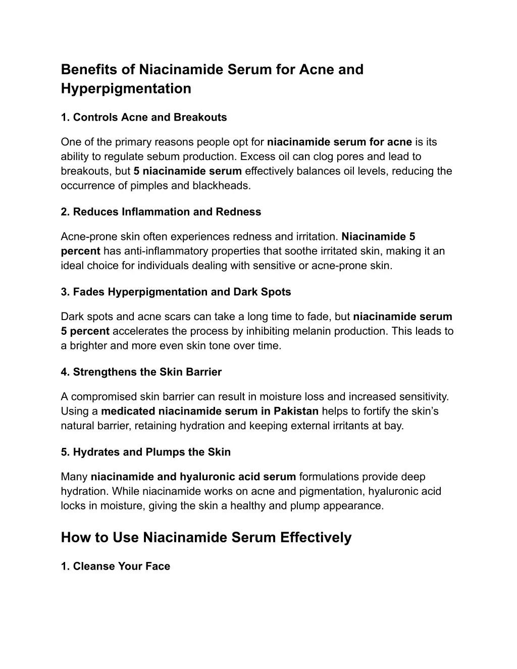 benefits of niacinamide serum for acne