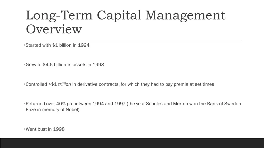 long term capital management overview