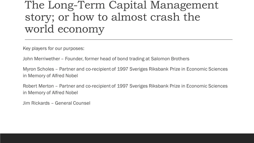 the long term capital management story