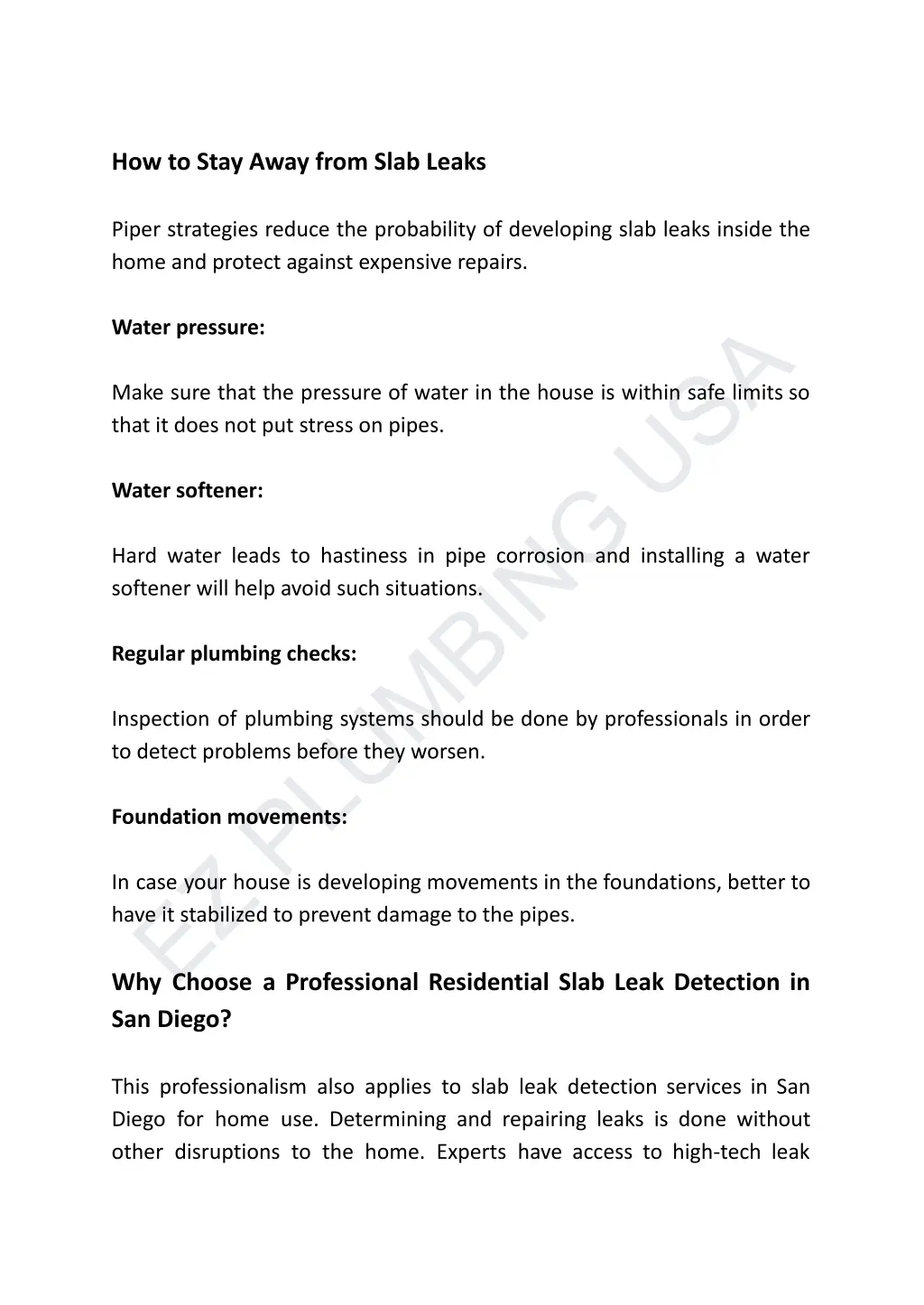how to stay away from slab leaks piper strategies