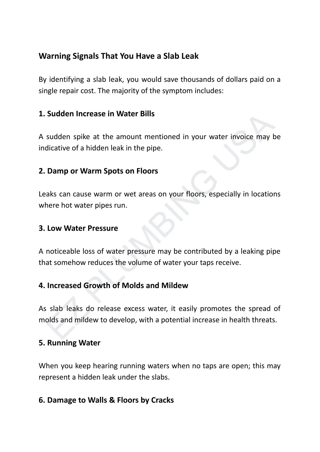 warning signals that you have a slab leak