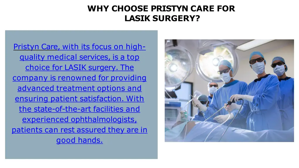 why choose pristyn care for lasik surgery