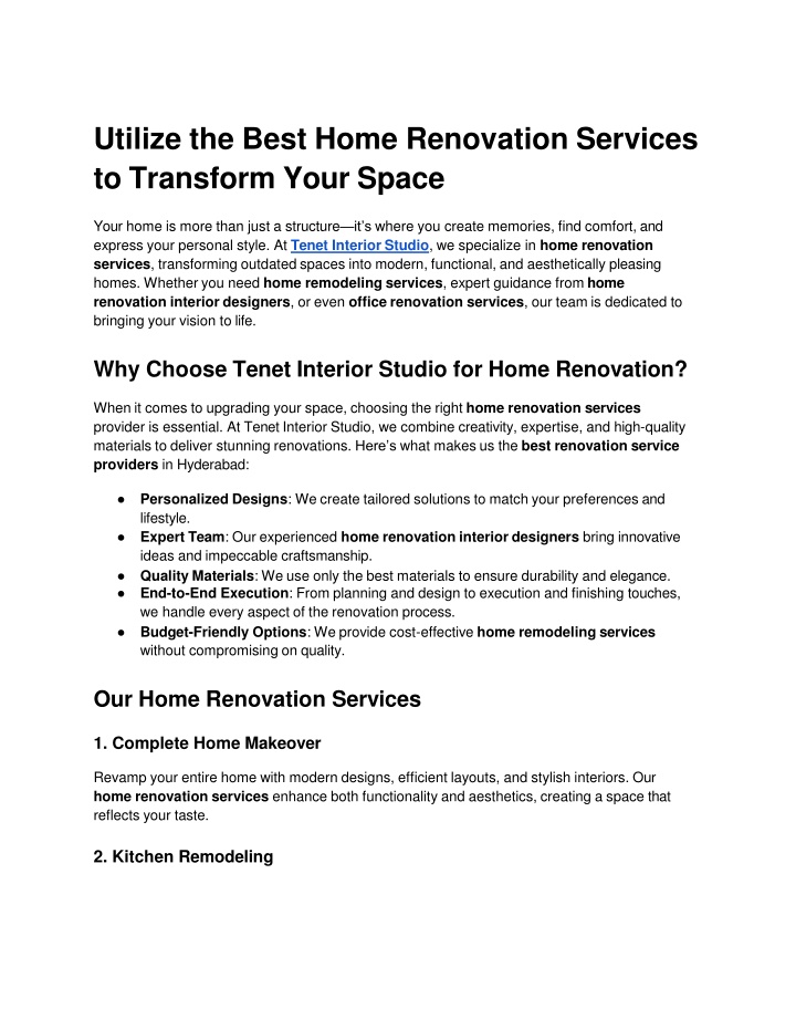 utilize the best home renovation services