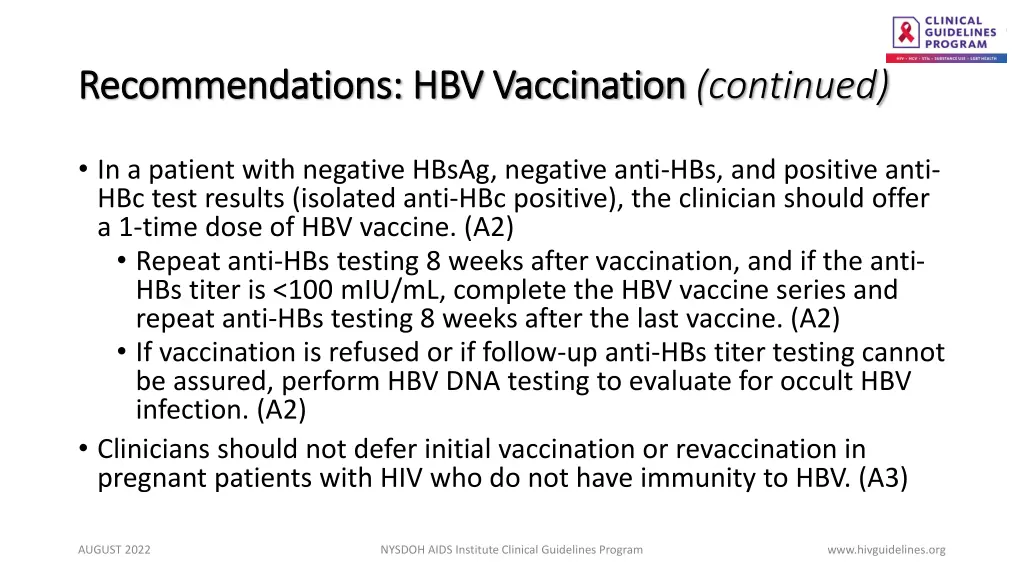 recommendations hbv vaccination recommendations 1