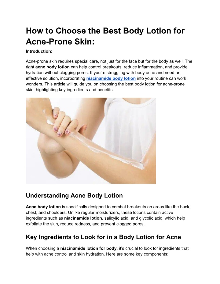 how to choose the best body lotion for acne prone