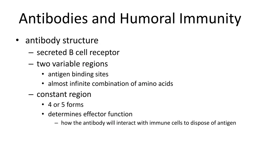antibodies and humoral immunity