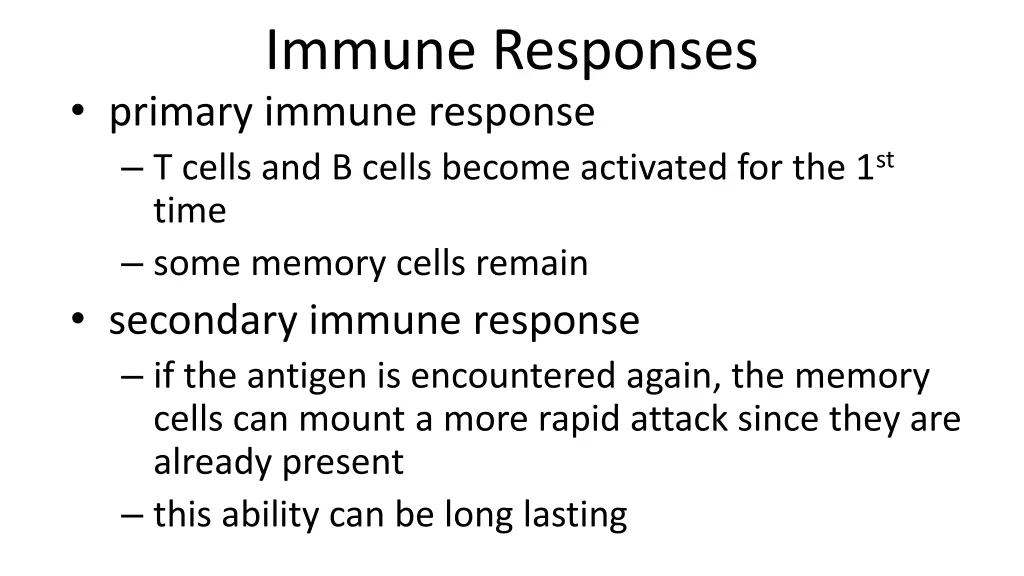 immune responses primary immune response t cells