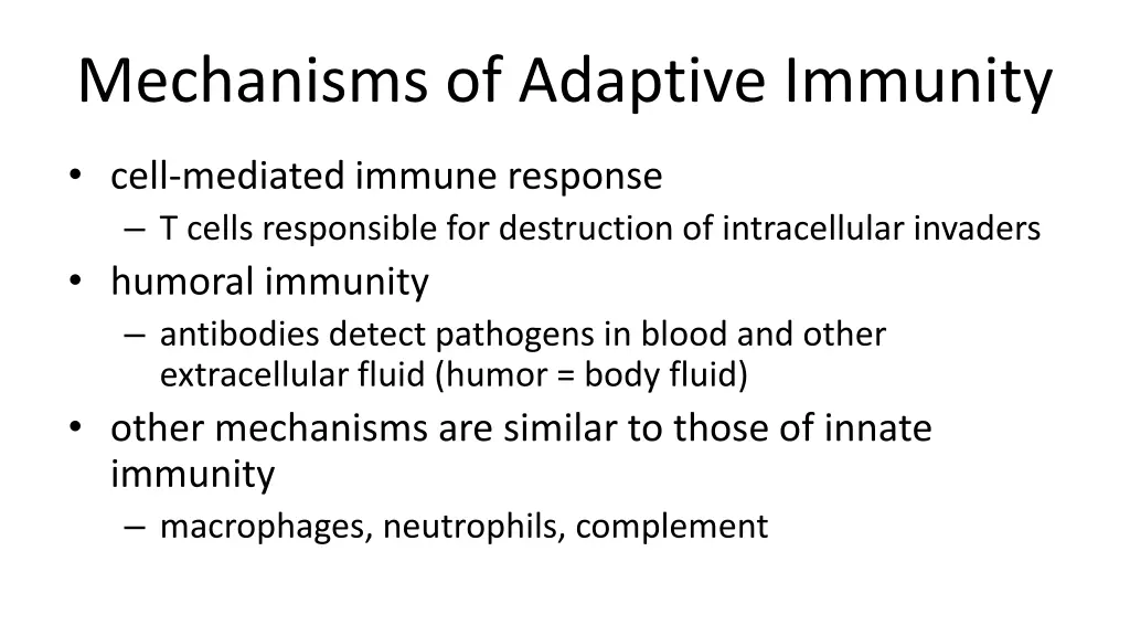 mechanisms of adaptive immunity