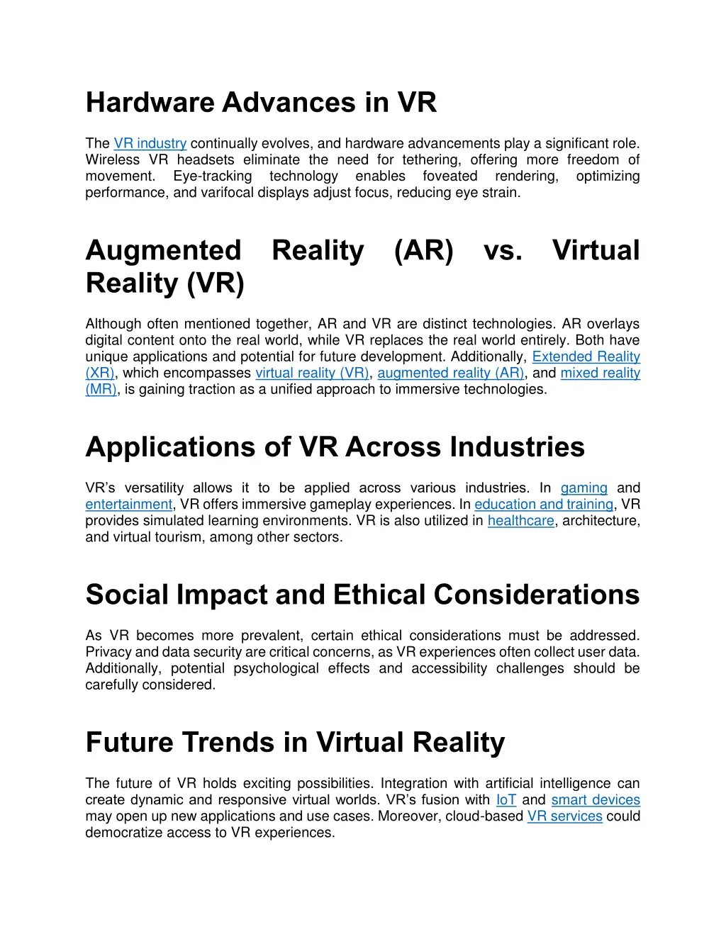 hardware advances in vr