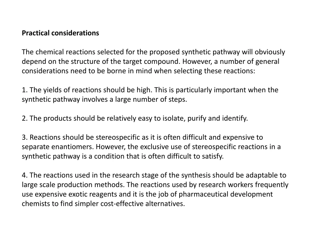 practical considerations