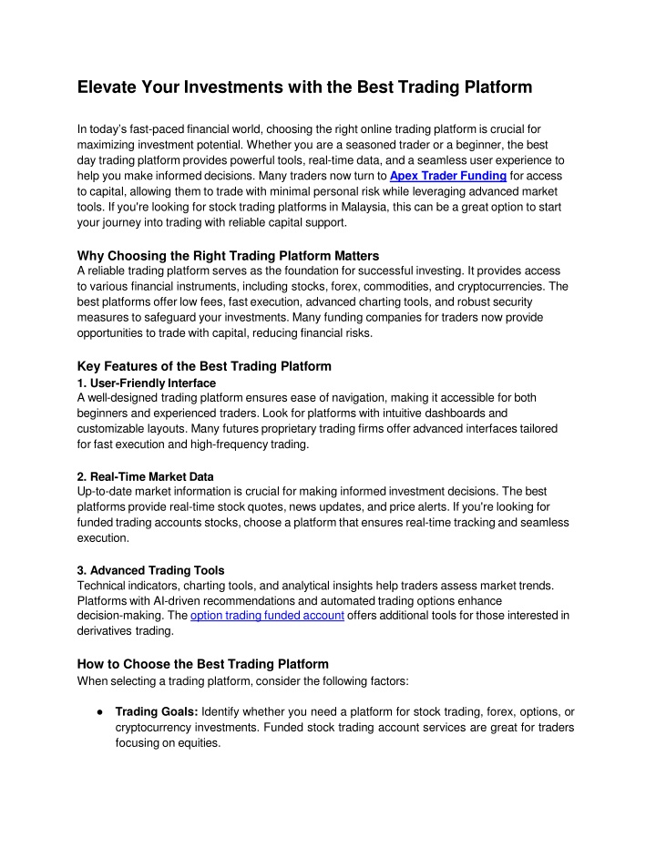 elevate your investments with the best trading