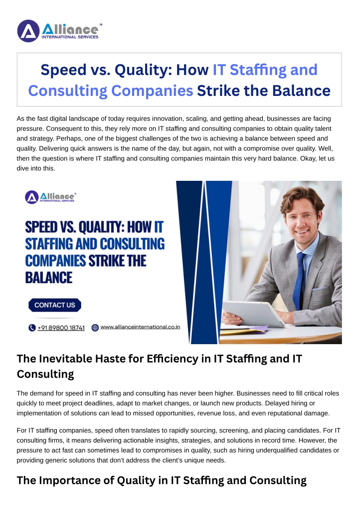 speed vs quality how it sta ng and consulting