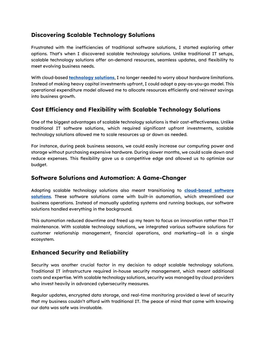 discovering scalable technology solutions