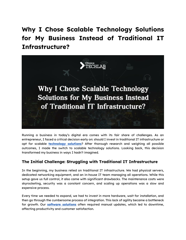 why i chose scalable technology solutions