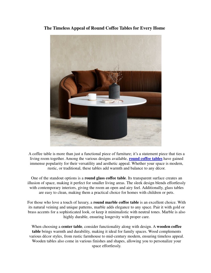 the timeless appeal of round coffee tables