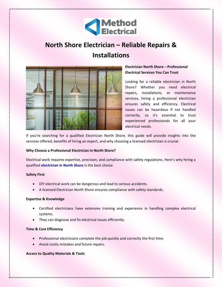 north shore electrician reliable repairs