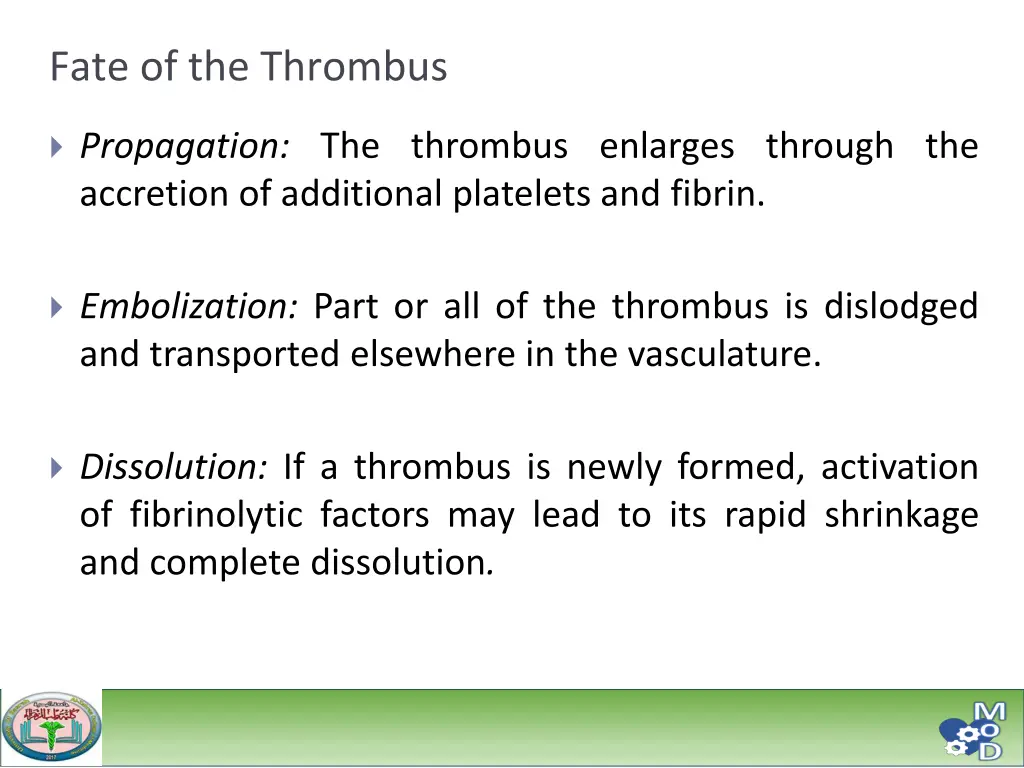 fate of the thrombus 1