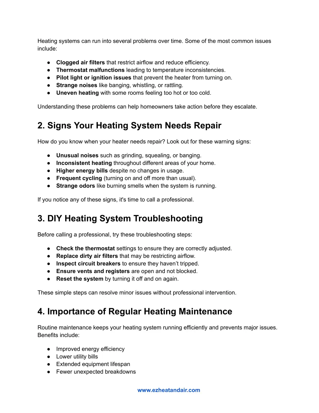 heating systems can run into several problems