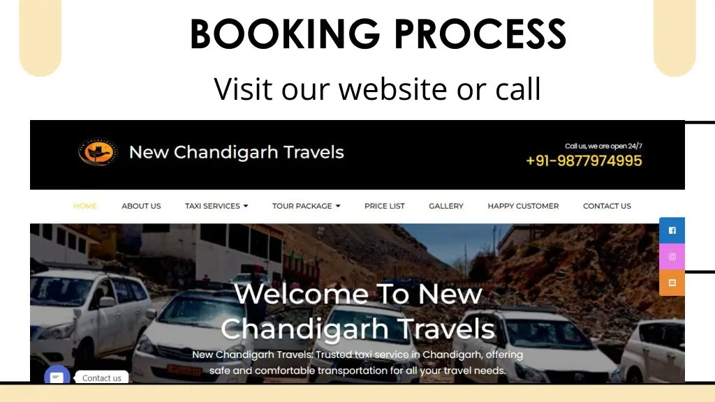 booking process visit our website or call us