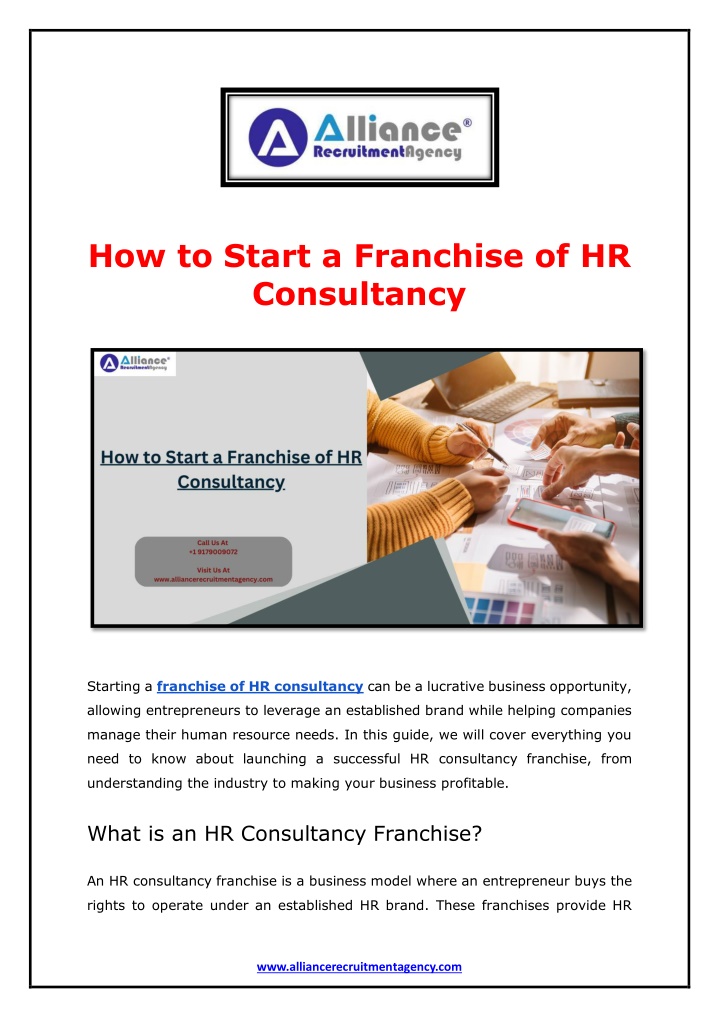 how to start a franchise of hr consultancy