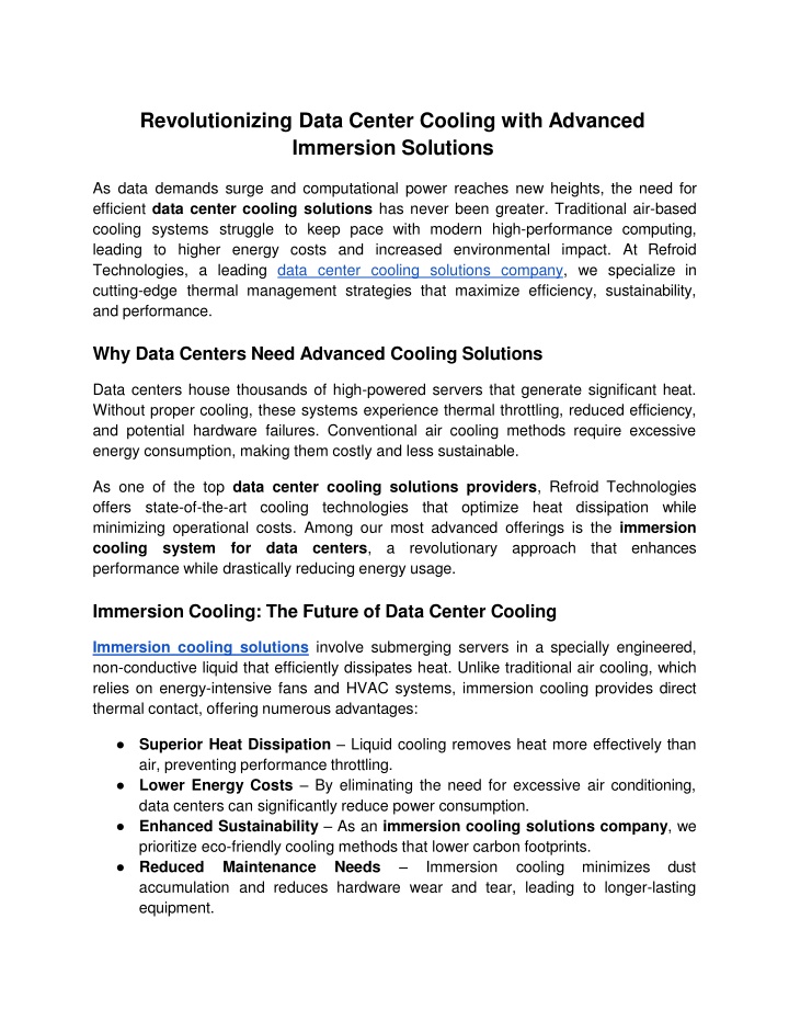 revolutionizing data center cooling with advanced