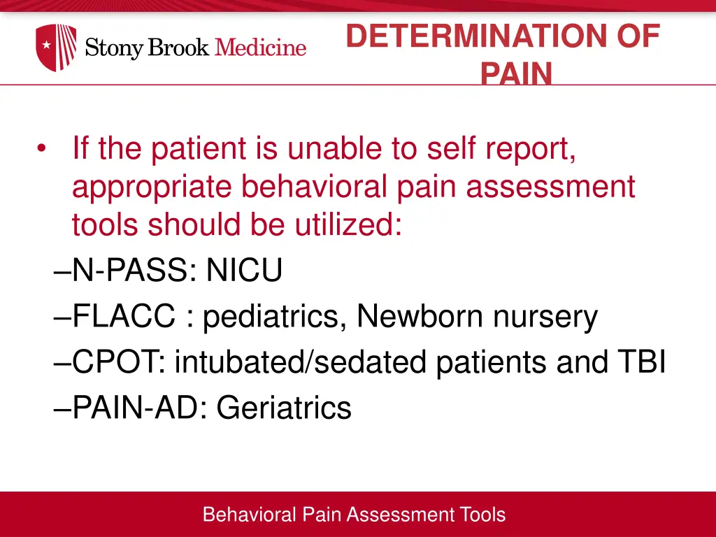 determination of pain