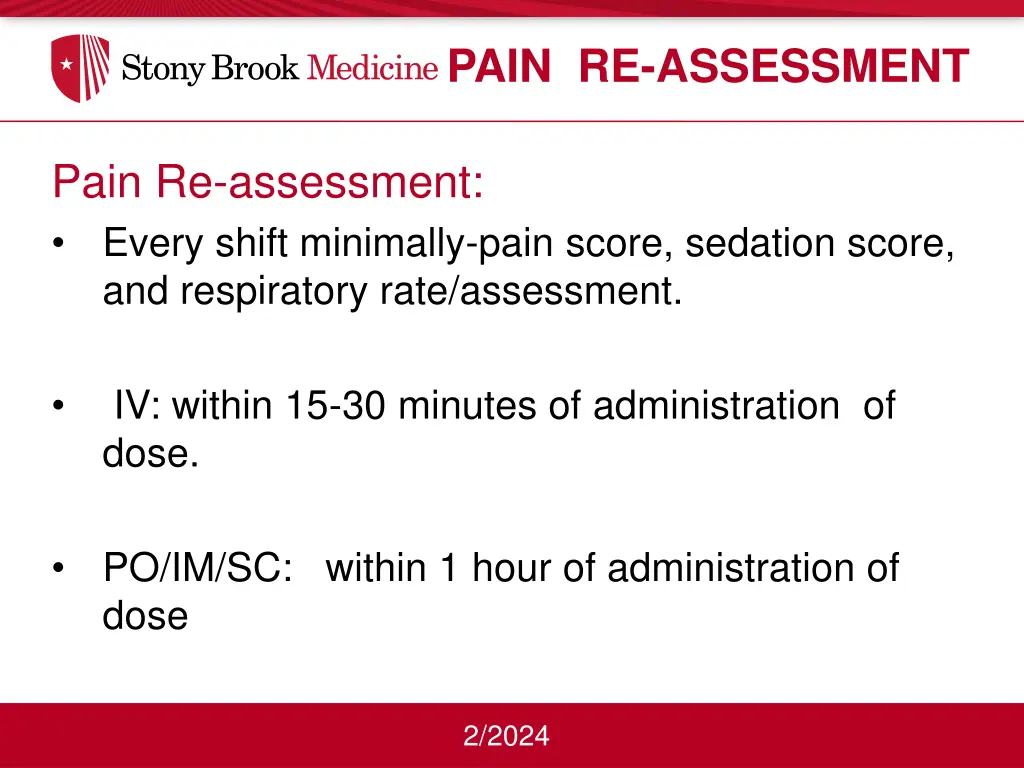 pain re assessment