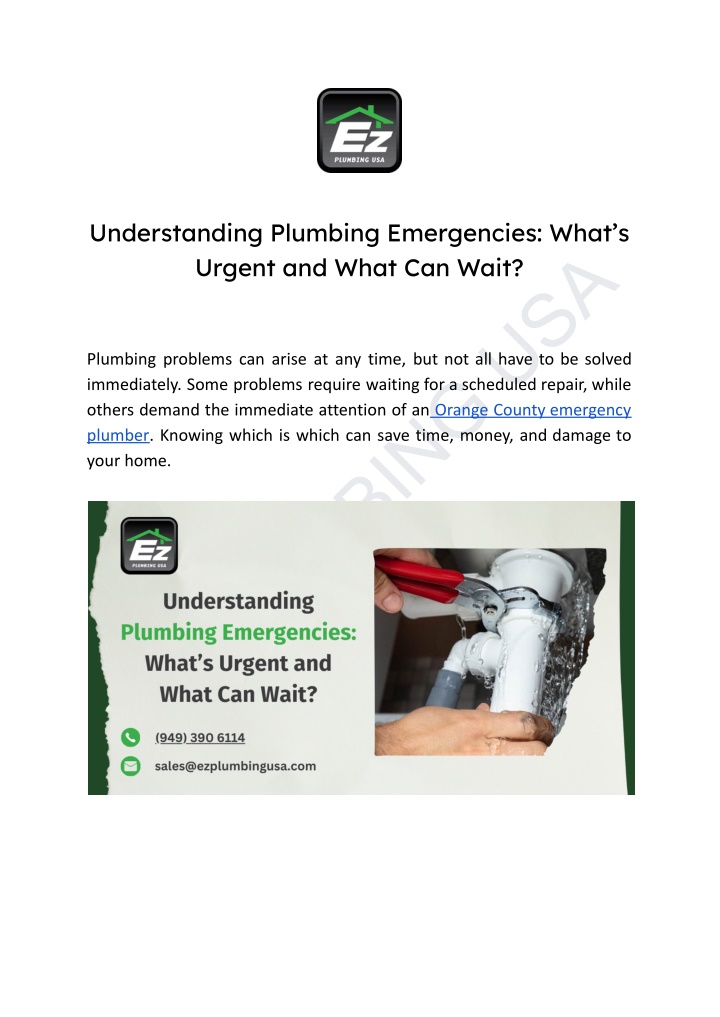 understanding plumbing emergencies what s urgent