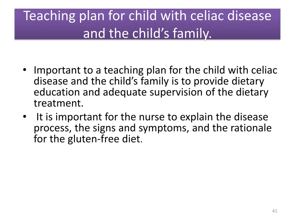 teaching plan for child with celiac disease