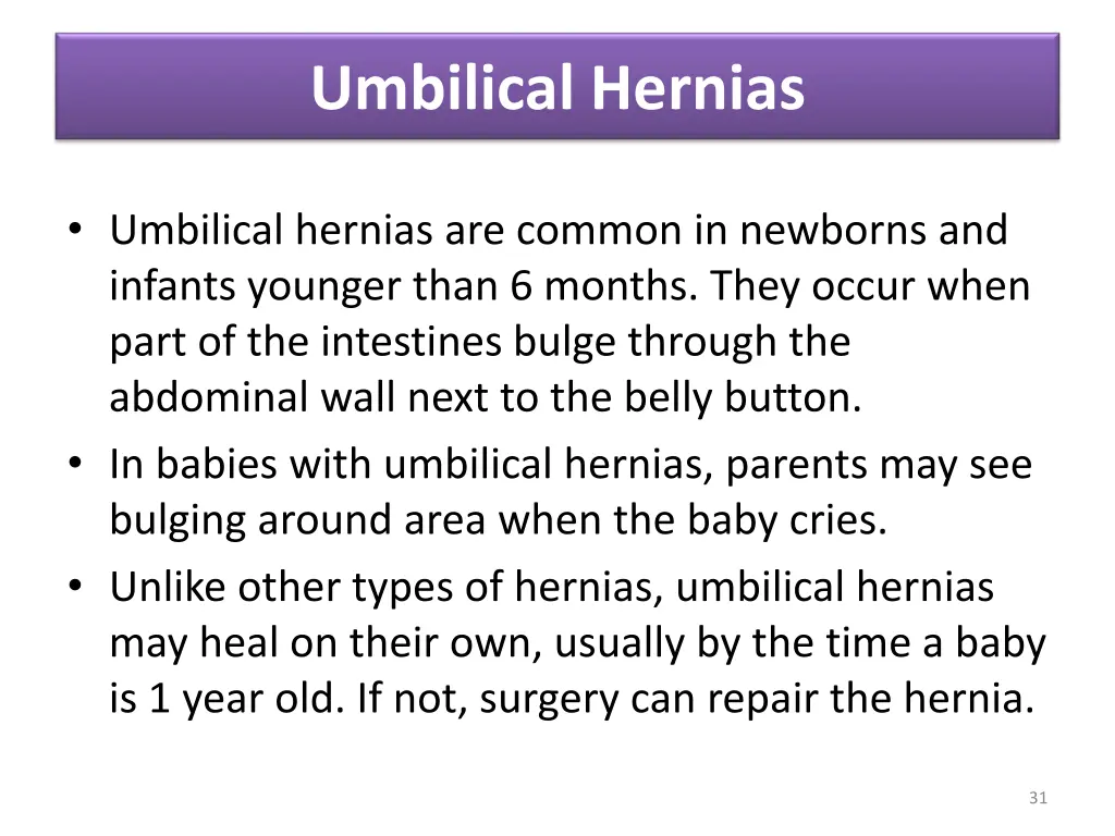 umbilical hernias