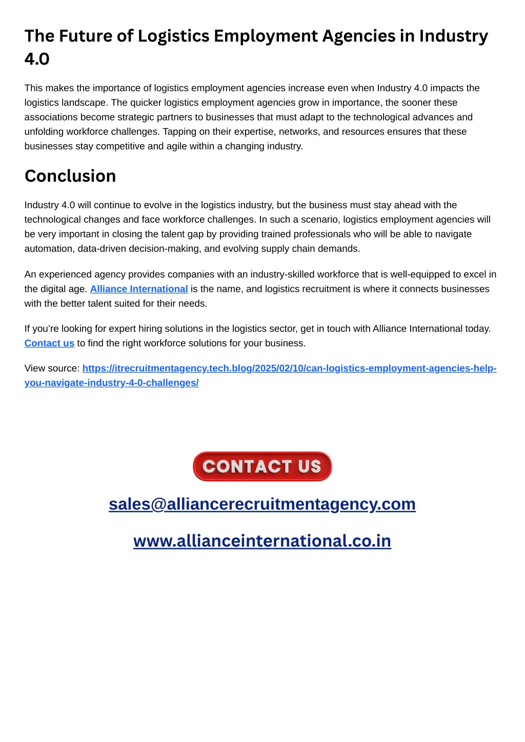 the future of logistics employment agencies