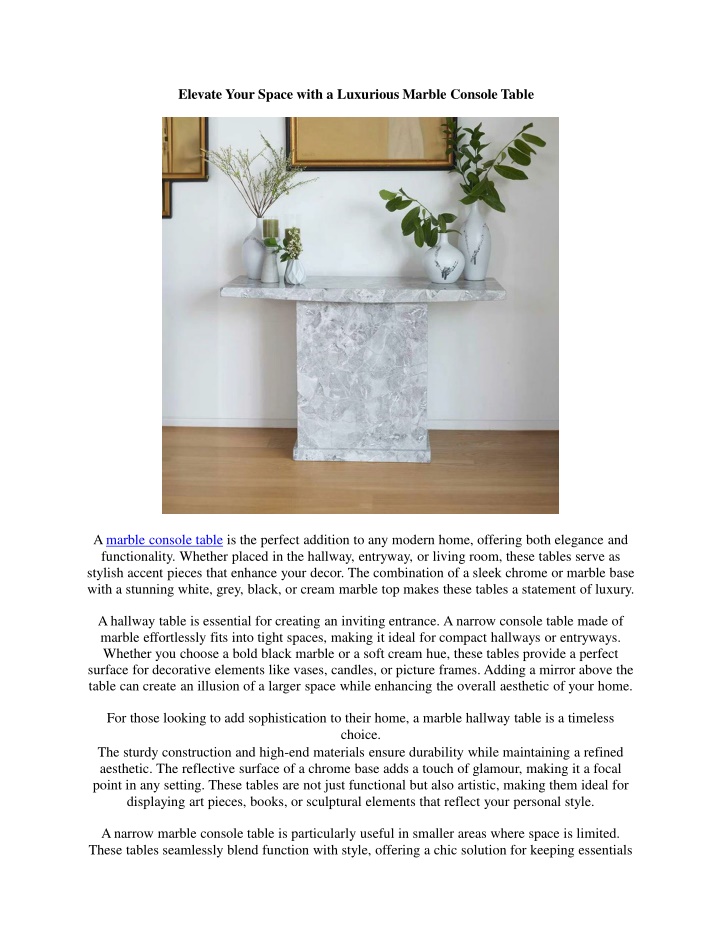 elevate your space with a luxurious marble