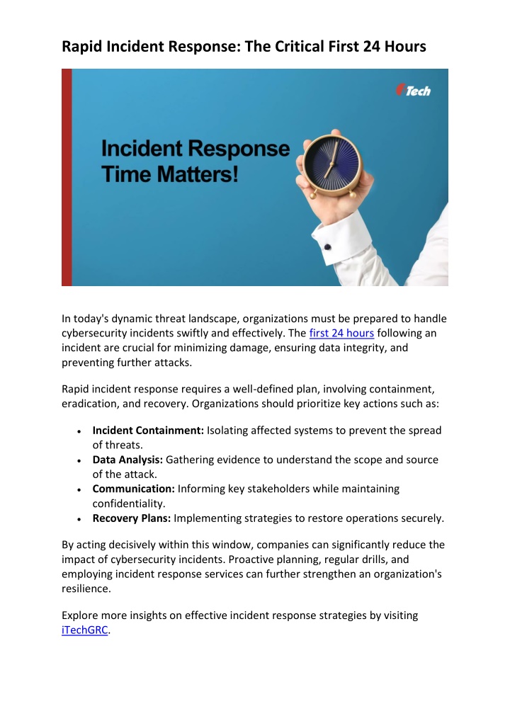rapid incident response the critical first