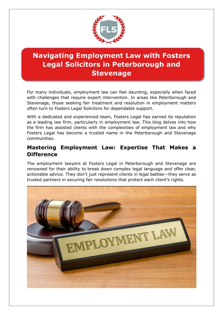 navigating employment law with fosters legal