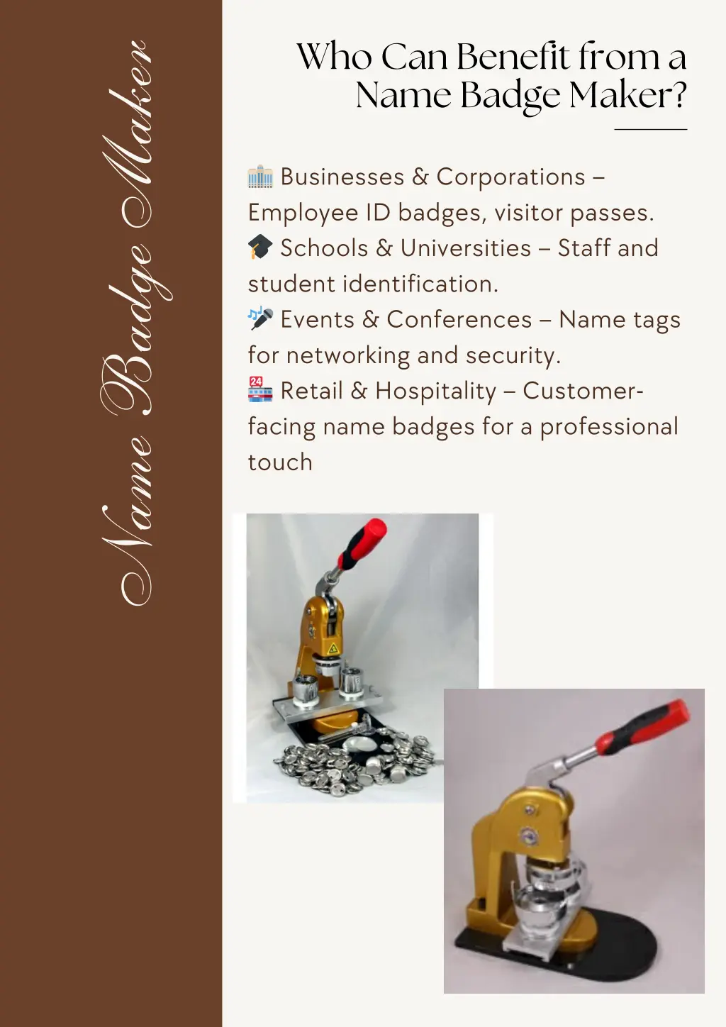 who can benefit from a name badge maker