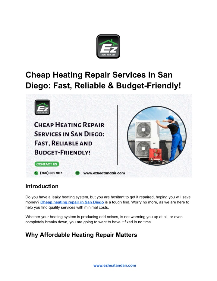 cheap heating repair services in san diego fast