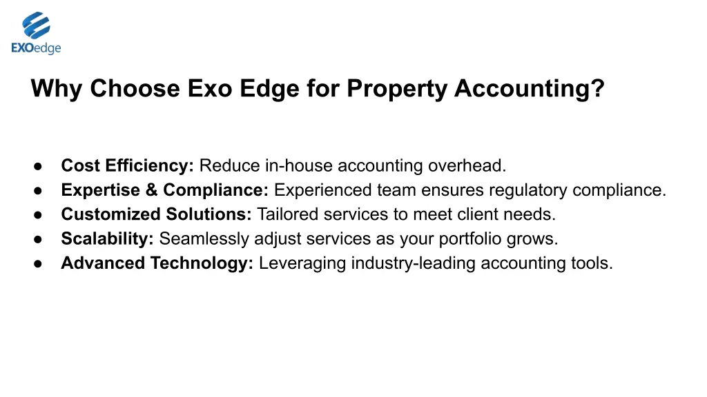 why choose exo edge for property accounting