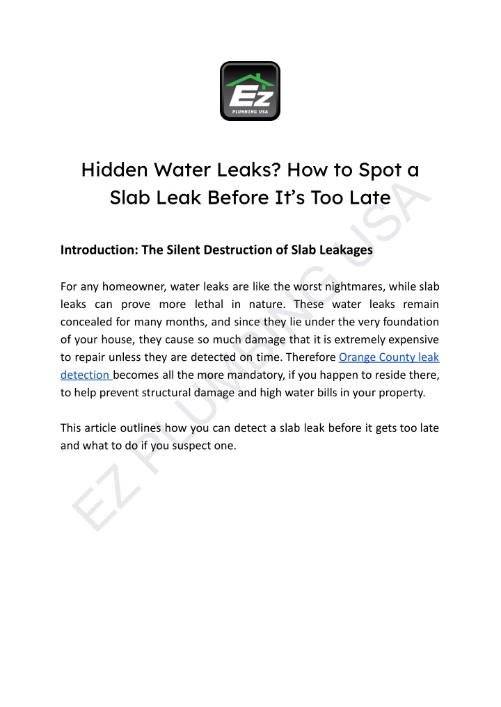 hidden water leaks how to spot a slab leak before