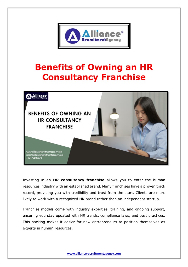 benefits of owning an hr consultancy franchise