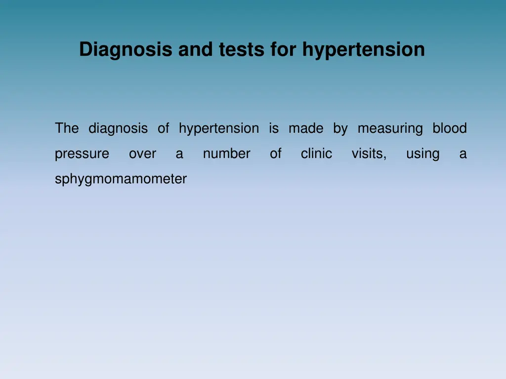 diagnosis and tests for hypertension