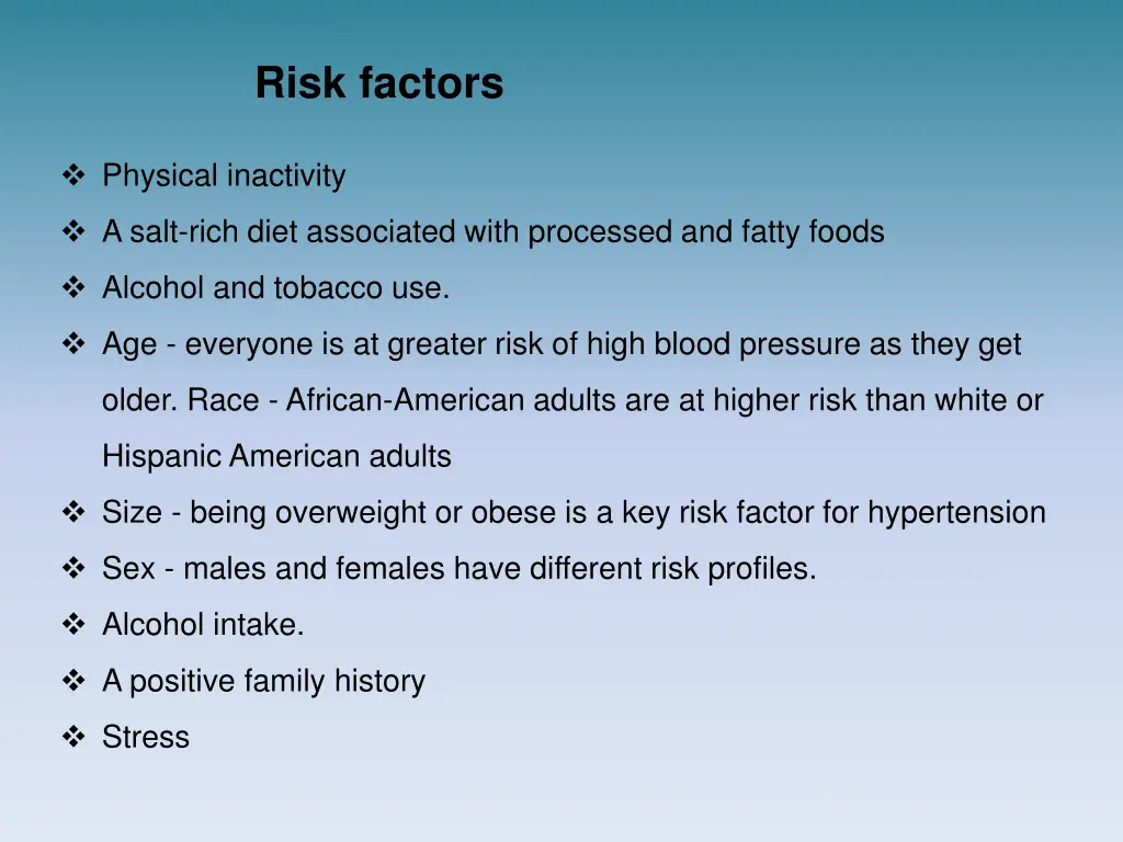 risk factors 1