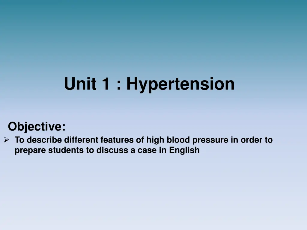 unit 1 hypertension